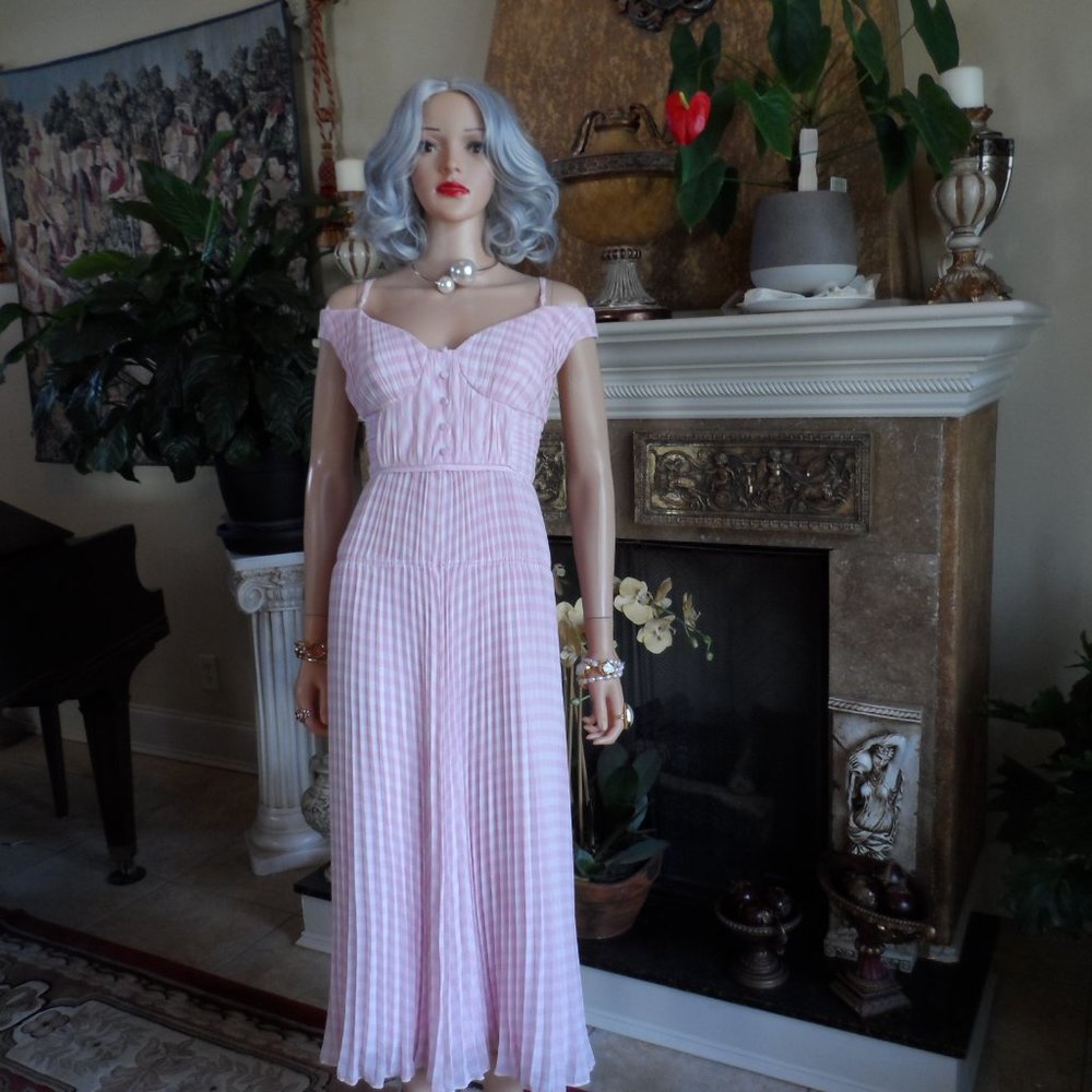Self-Portrait Pink Gingham Midi Dress